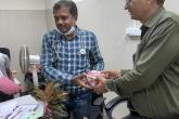 As a token of appreciation, students presented handmade cards and saplings to the doctors and medical staff.