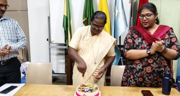 The celebration continued with a delicious birthday cake.